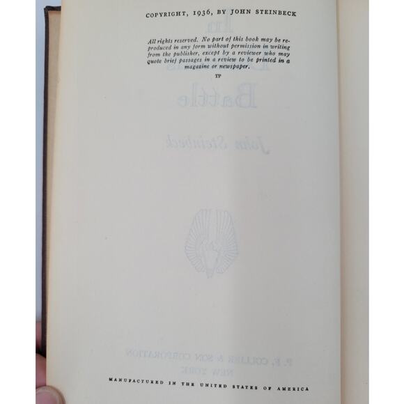 Vintage 1936 Steinbeck Hardcover Book – Classic Retro Library Aesthetic Find - Picture 8 of 9